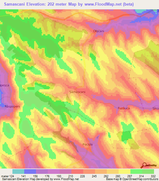 Samascani,Moldova Elevation Map