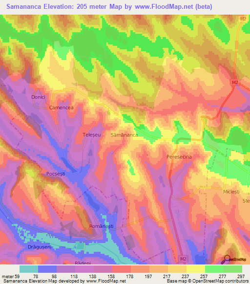 Samananca,Moldova Elevation Map