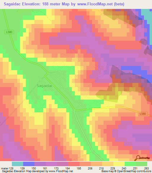 Sagaidac,Moldova Elevation Map