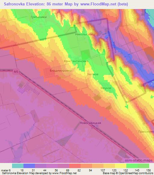 Safronovka,Moldova Elevation Map