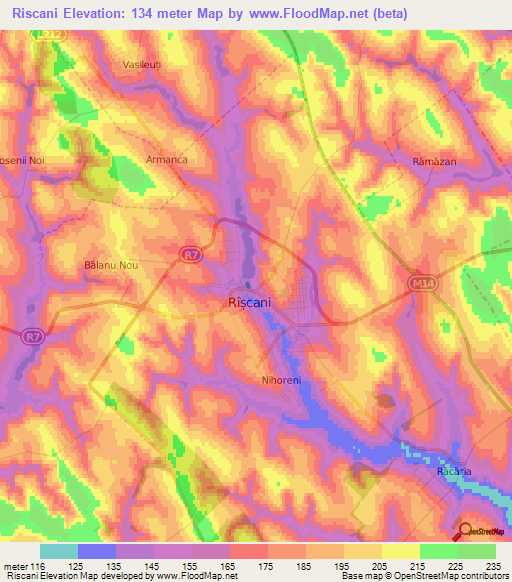 Riscani,Moldova Elevation Map