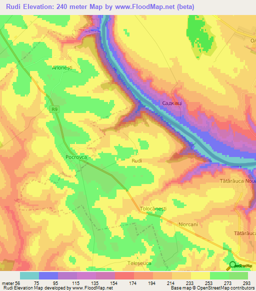 Rudi,Moldova Elevation Map