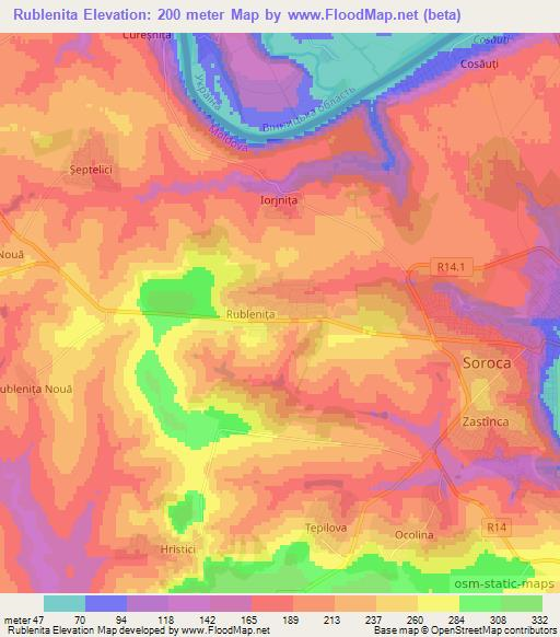 Rublenita,Moldova Elevation Map