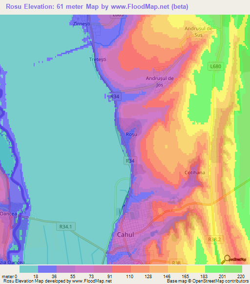 Rosu,Moldova Elevation Map