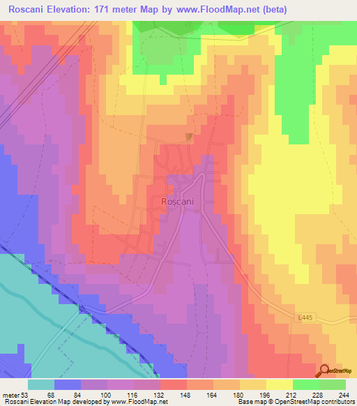 Roscani,Moldova Elevation Map