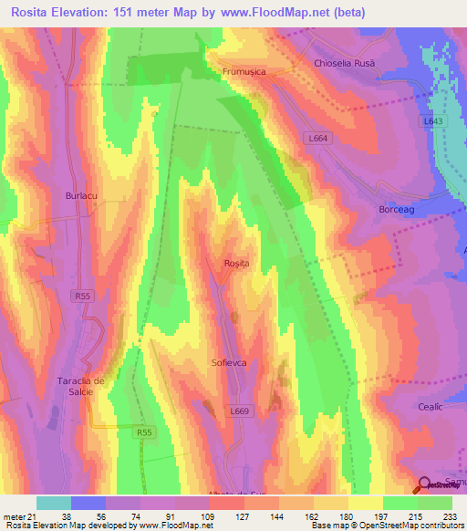 Rosita,Moldova Elevation Map