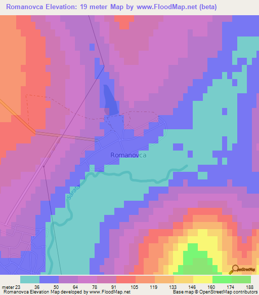 Romanovca,Moldova Elevation Map