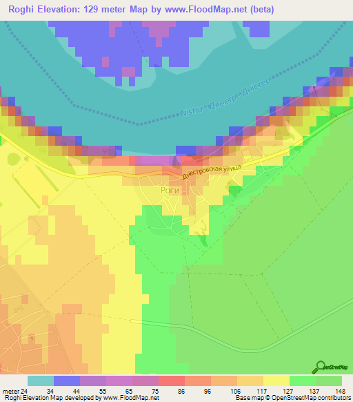 Roghi,Moldova Elevation Map