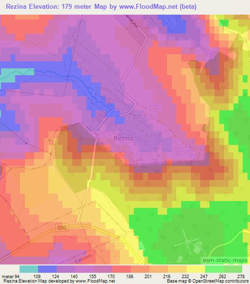 Rezina,Moldova Elevation Map