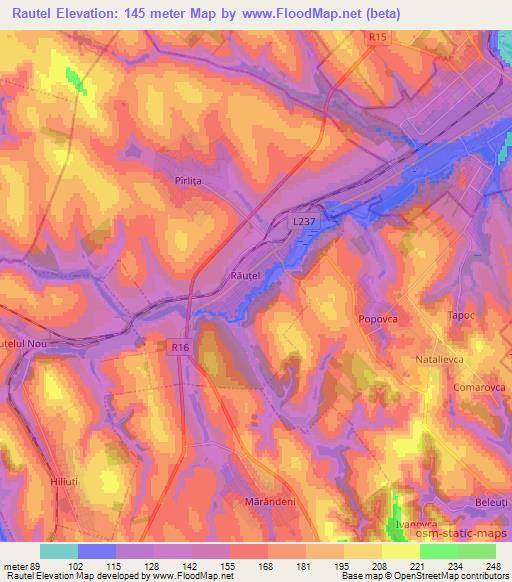 Rautel,Moldova Elevation Map