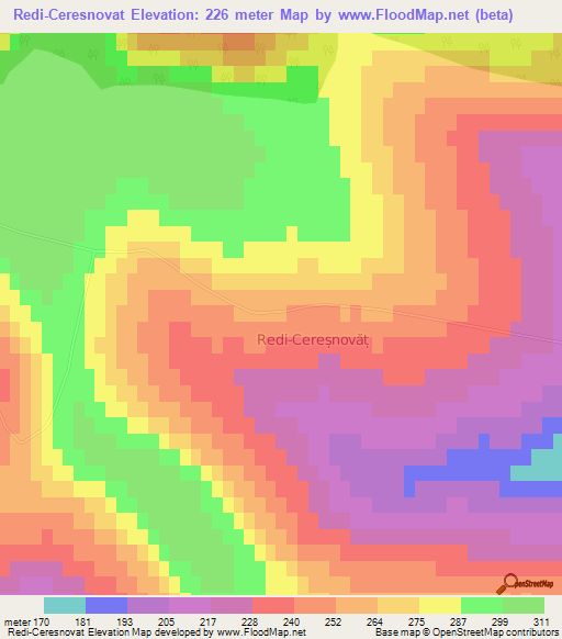 Redi-Ceresnovat,Moldova Elevation Map