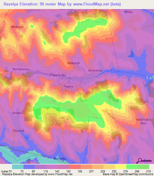 Razelya,Moldova Elevation Map