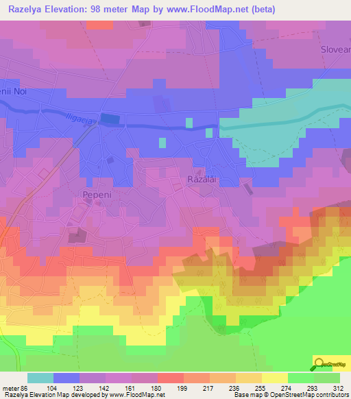 Razelya,Moldova Elevation Map