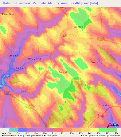 Rotunda,Moldova Elevation Map