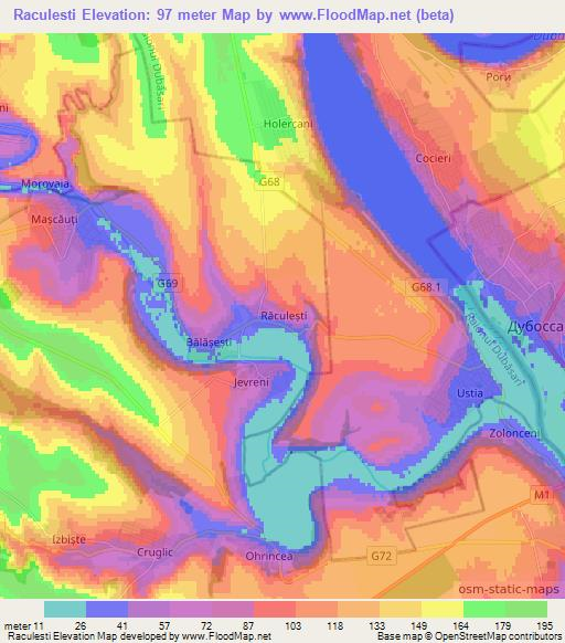 Raculesti,Moldova Elevation Map