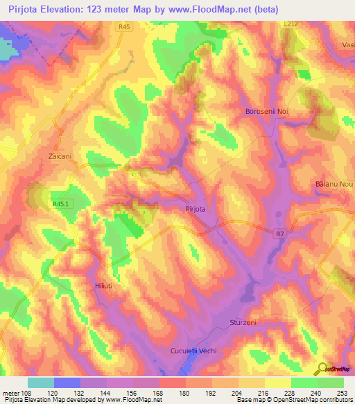 Pirjota,Moldova Elevation Map