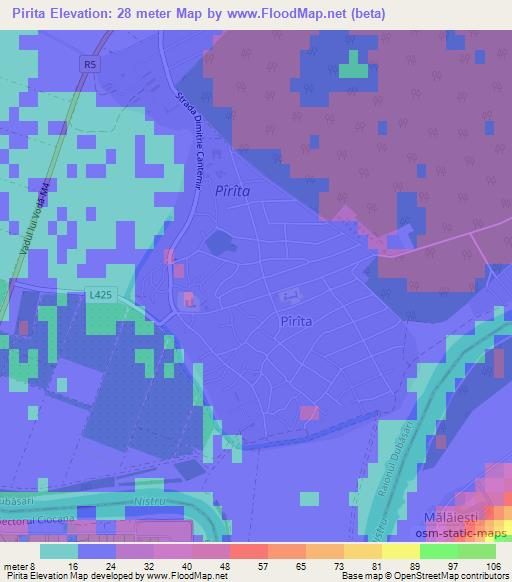 Pirita,Moldova Elevation Map