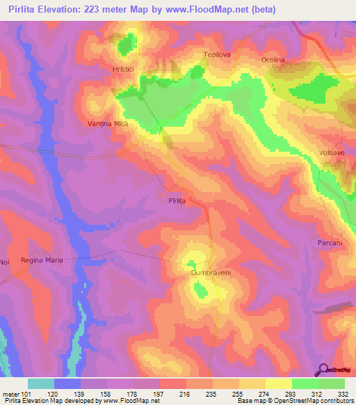 Pirlita,Moldova Elevation Map