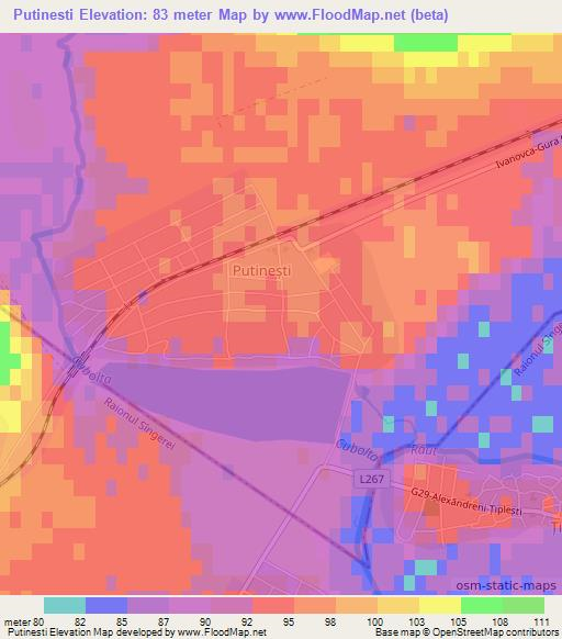 Putinesti,Moldova Elevation Map