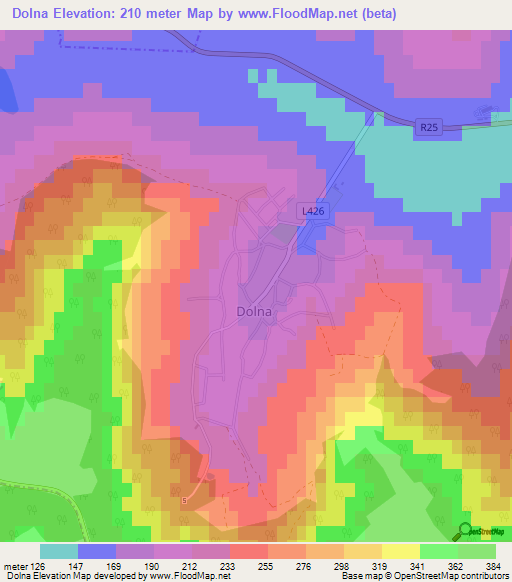 Dolna,Moldova Elevation Map