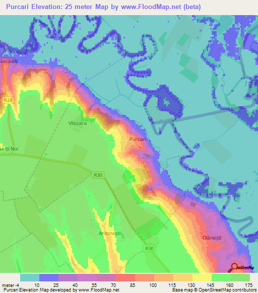 Purcari,Moldova Elevation Map