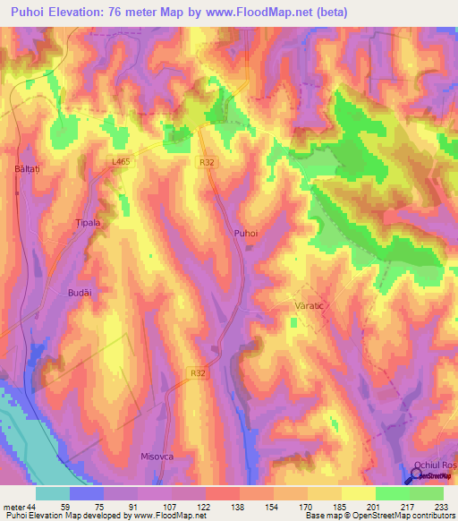 Puhoi,Moldova Elevation Map