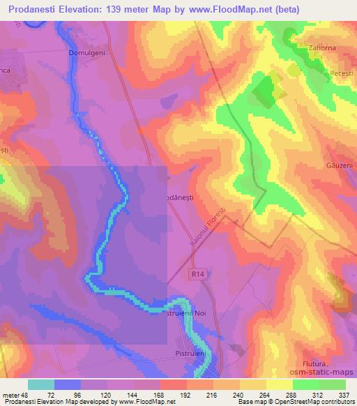 Prodanesti,Moldova Elevation Map