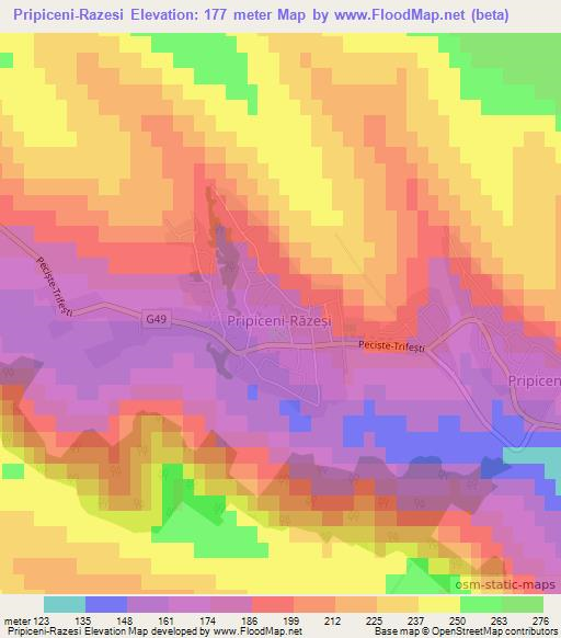 Pripiceni-Razesi,Moldova Elevation Map