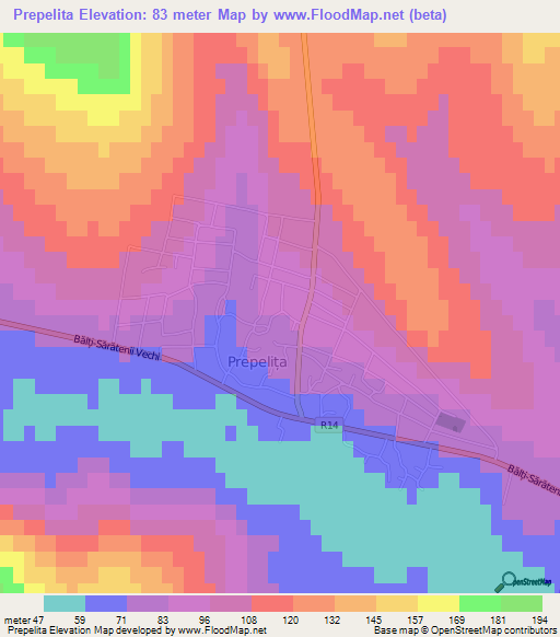 Prepelita,Moldova Elevation Map