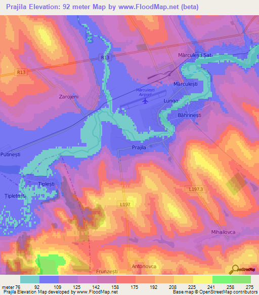 Prajila,Moldova Elevation Map