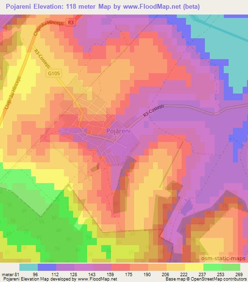 Pojareni,Moldova Elevation Map