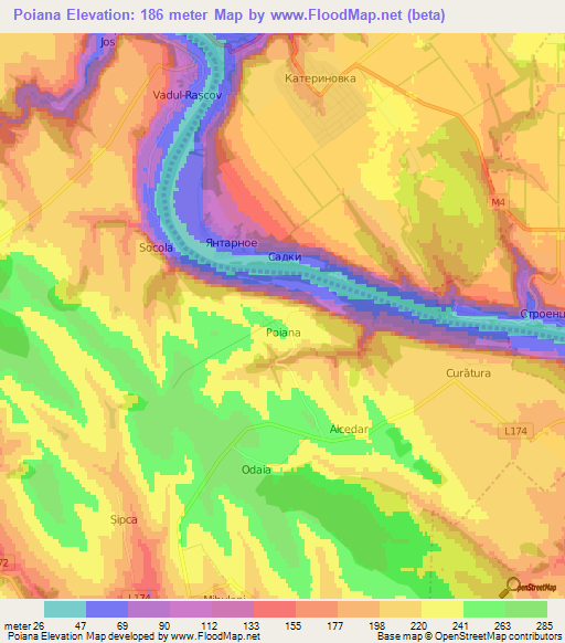 Poiana,Moldova Elevation Map