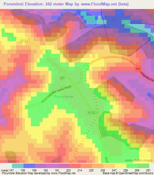 Porumbrei,Moldova Elevation Map