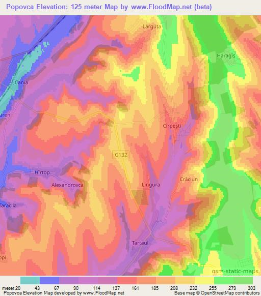 Popovca,Moldova Elevation Map