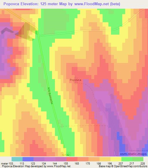 Popovca,Moldova Elevation Map