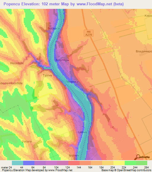 Popencu,Moldova Elevation Map