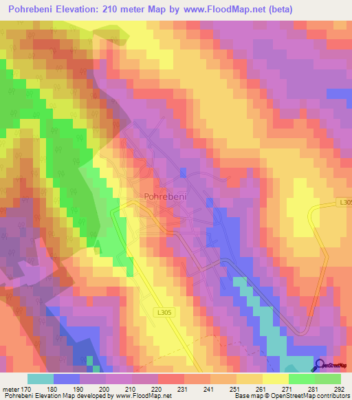 Pohrebeni,Moldova Elevation Map