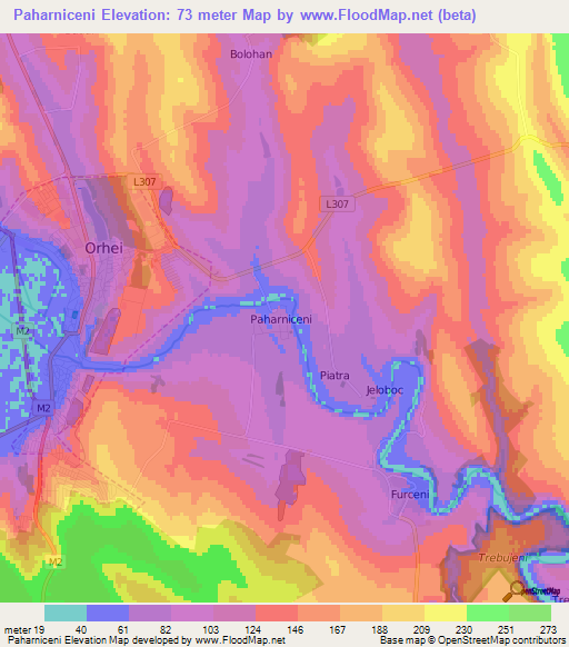 Paharniceni,Moldova Elevation Map