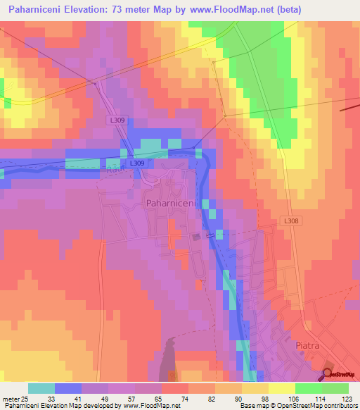 Paharniceni,Moldova Elevation Map