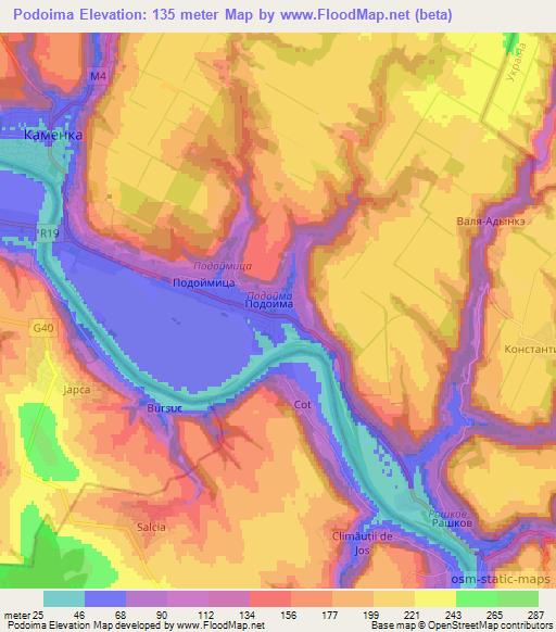 Podoima,Moldova Elevation Map