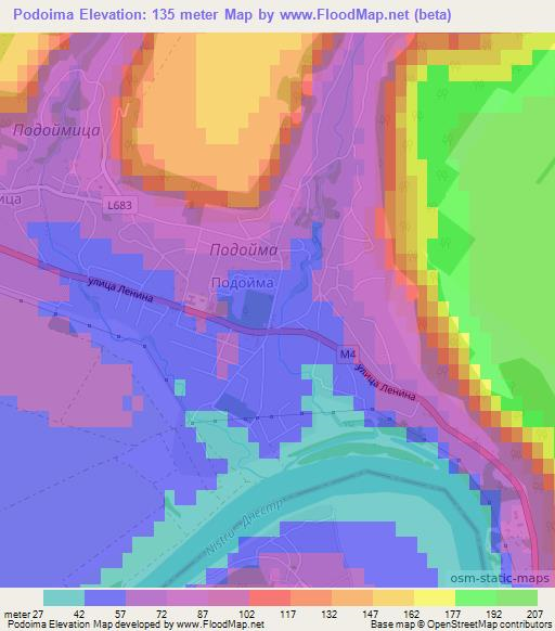 Podoima,Moldova Elevation Map