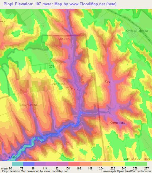 Plopi,Moldova Elevation Map