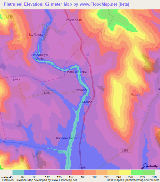 Pistruieni,Moldova Elevation Map