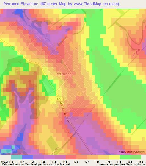 Petrunea,Moldova Elevation Map