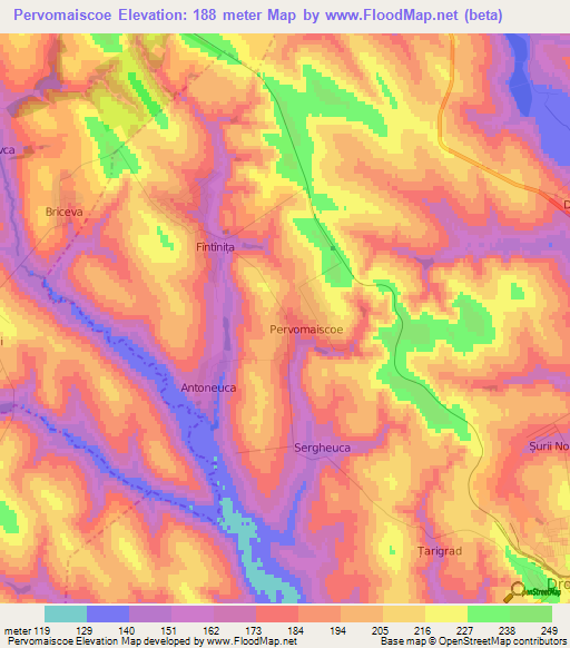 Pervomaiscoe,Moldova Elevation Map