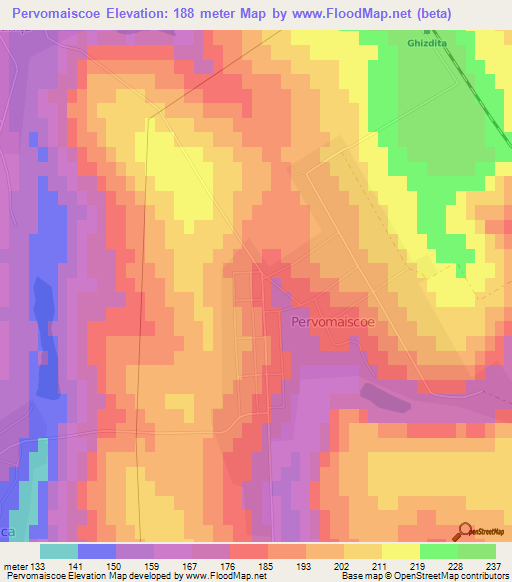 Pervomaiscoe,Moldova Elevation Map