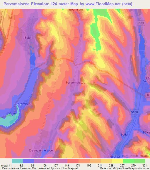 Pervomaiscoe,Moldova Elevation Map