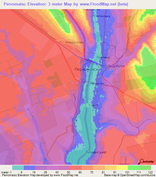 Pervomaisc,Moldova Elevation Map