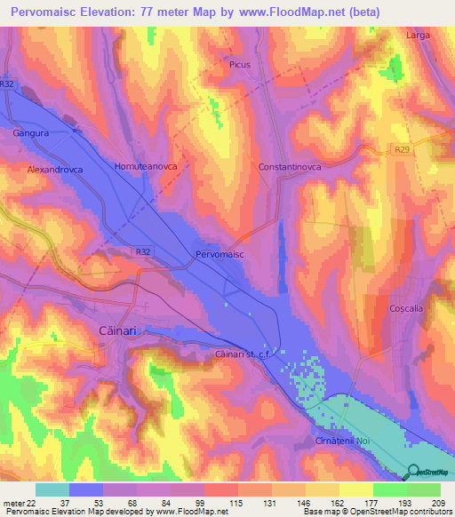 Pervomaisc,Moldova Elevation Map