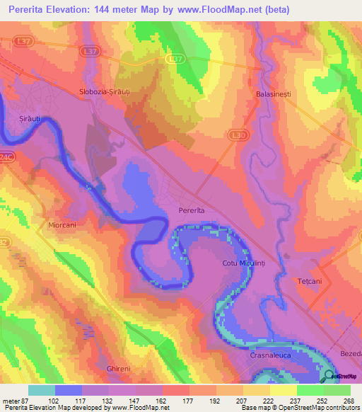 Pererita,Moldova Elevation Map